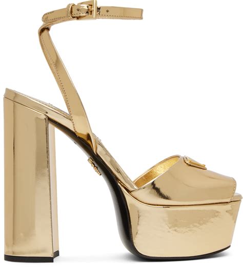 prada gold sandals heels